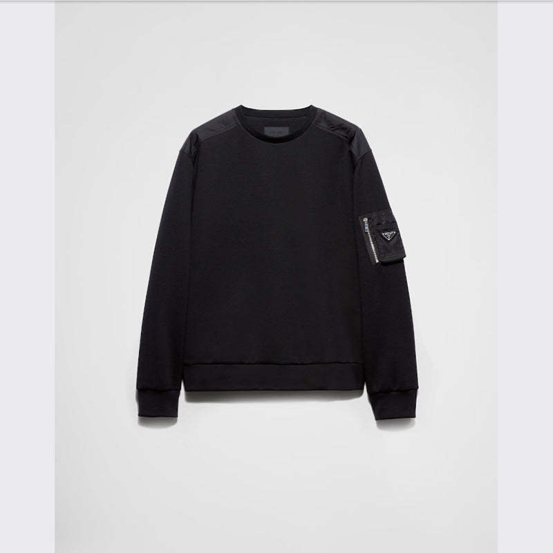 PRADA    コットンフリースとリサイクルナイロンのスウェットシャツ-最安値に挑戦中!!!