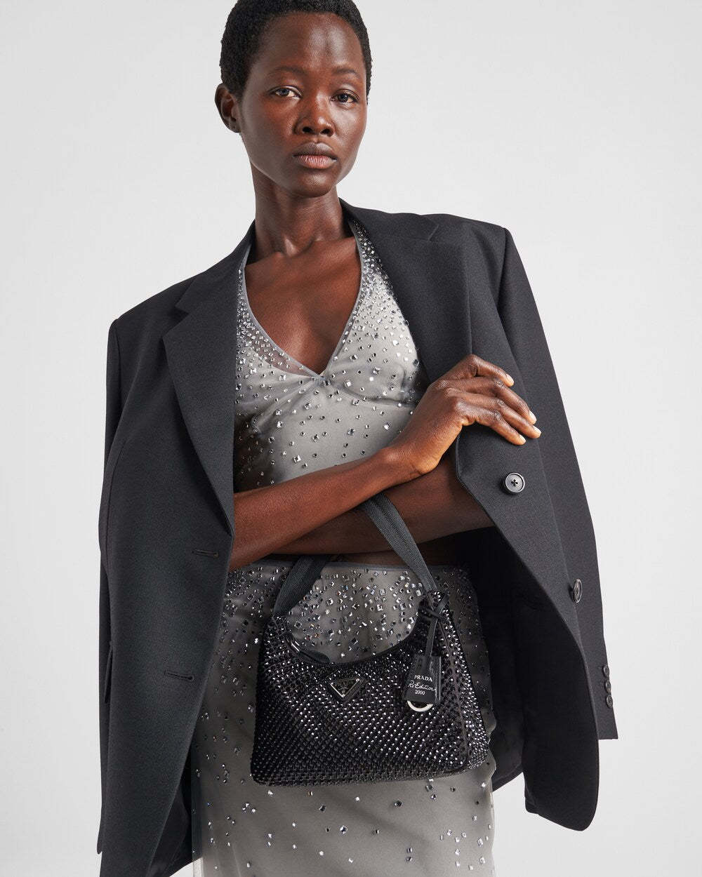 PRADA      クリスタル装飾 ダッチェス サテン ミニバッグ    PMRef:1BC515_2DEF_F0002_V_OOO