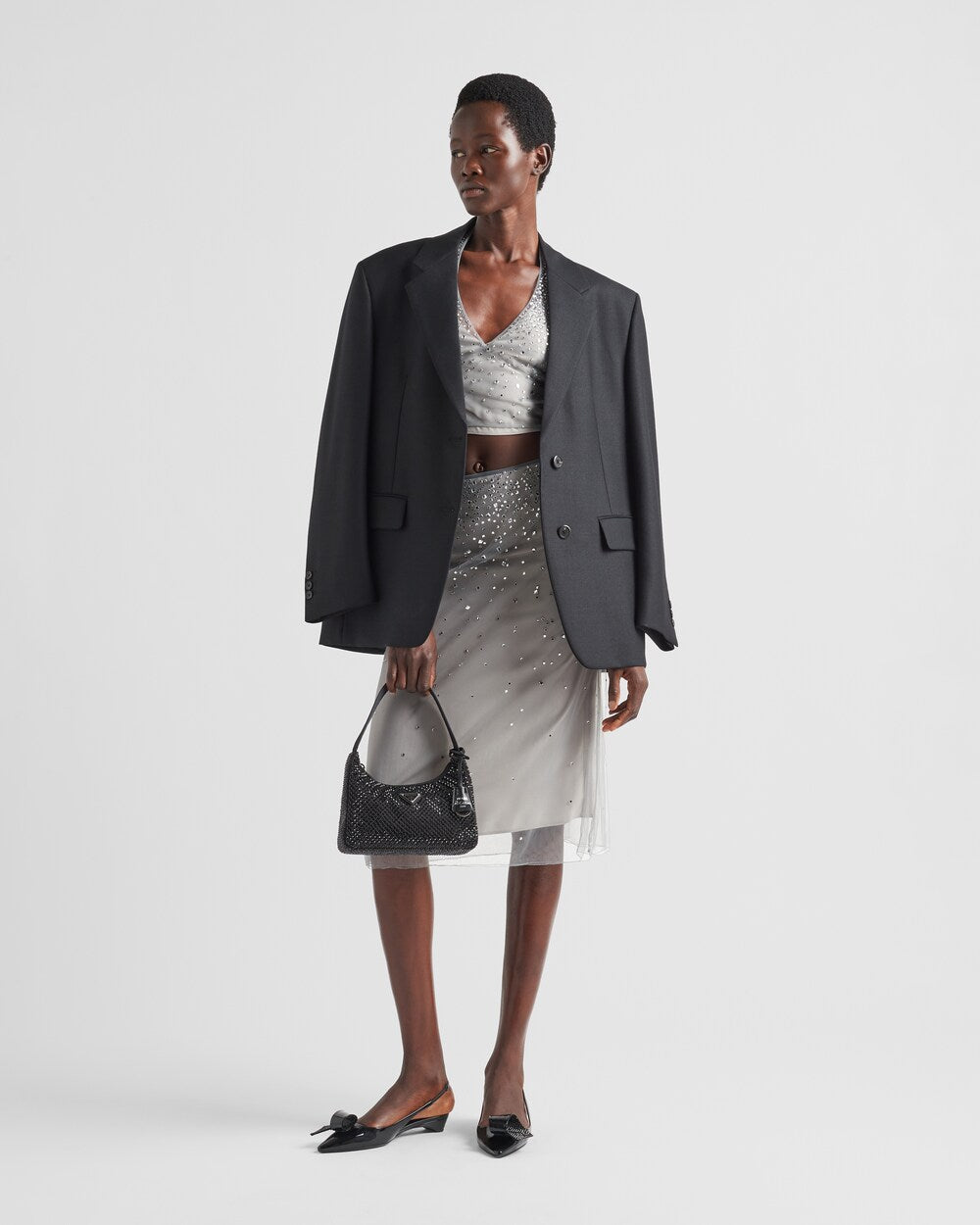 PRADA      クリスタル装飾 ダッチェス サテン ミニバッグ    PMRef:1BC515_2DEF_F0002_V_OOO