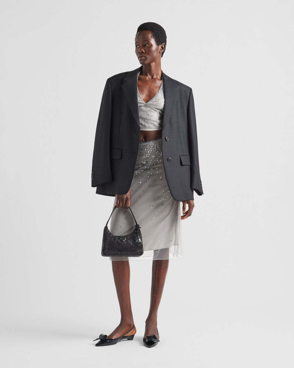 PRADA      クリスタル装飾 ダッチェス サテン ミニバッグ    PMRef:1BC515_2DEF_F0002_V_OOO