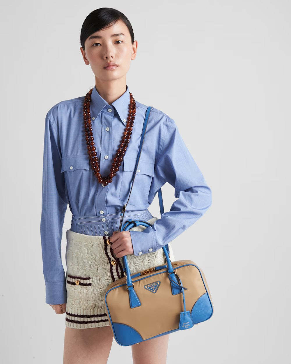 PRADA    プラダ Re-Edition 1978 Re-Nylon xサフィアーノレザー ミディアムダブルハンドルバッグ    PMRef:1BB115_R064_F03UJ_V_TOO-最安値に挑戦中!!!