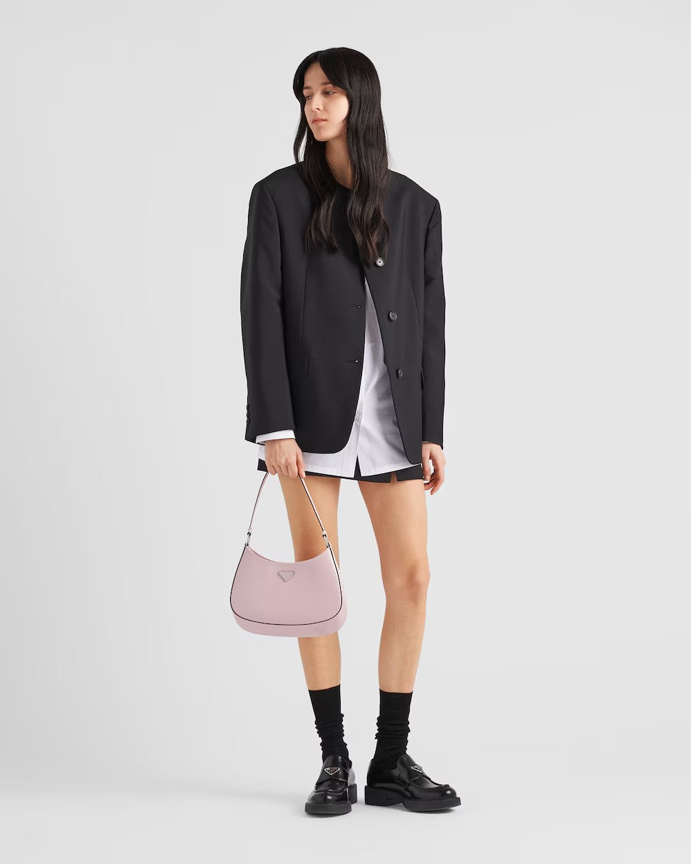 PRADA      プラダ クレオ 光沢のあるレザー ショルダーバッグ    PMRef:1BC499_ZO6_F02UE_V_OOO