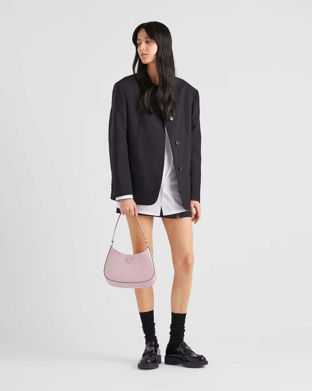 PRADA      プラダ クレオ 光沢のあるレザー ショルダーバッグ    PMRef:1BC499_ZO6_F02UE_V_OOO