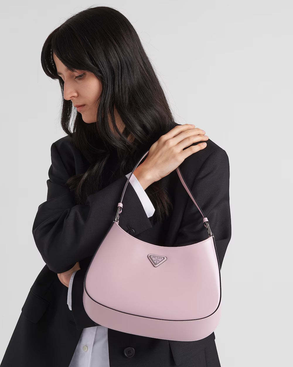 PRADA      プラダ クレオ 光沢のあるレザー ショルダーバッグ    PMRef:1BC499_ZO6_F02UE_V_OOO