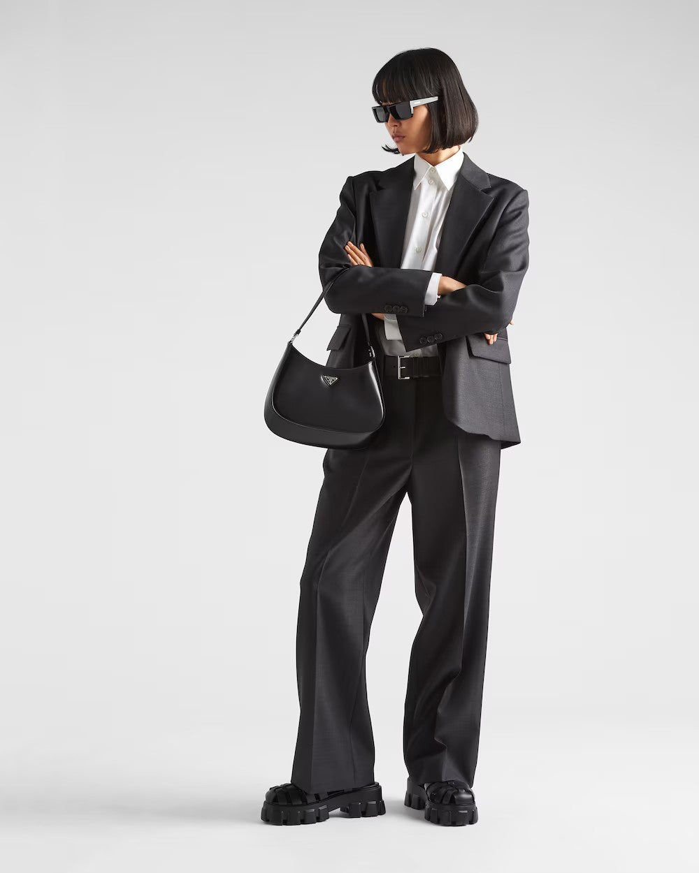 PRADA      プラダ クレオ ブラッシュドレザー ショルダーバッグ    PMRef:1BC499_ZO6_F0002_V_OOO-最安値に挑戦中!!!