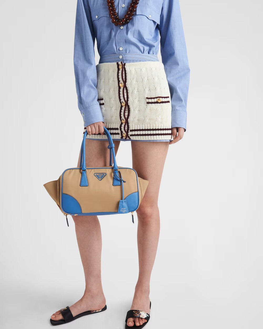 PRADA    プラダ Re-Edition 1978 Re-Nylon xサフィアーノレザー ミディアムダブルハンドルバッグ    PMRef:1BB115_R064_F03UJ_V_TOO-最安値に挑戦中!!!