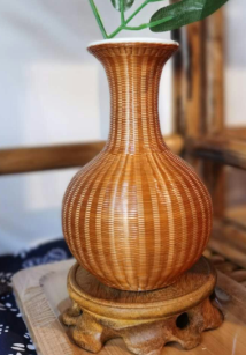 Anshun Shengjian Bamboo Weaving Flower Vase, Material: Bamboo Filaments and Ceramics