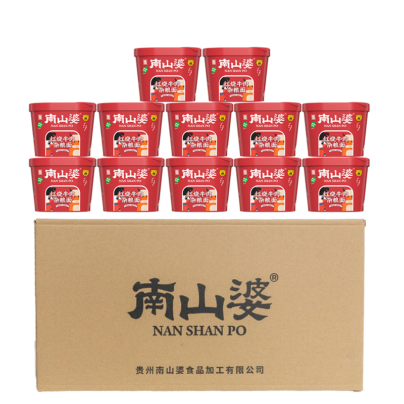 Nanshanpo Braised Beef Multi-grain Noodles 136g*12Cups