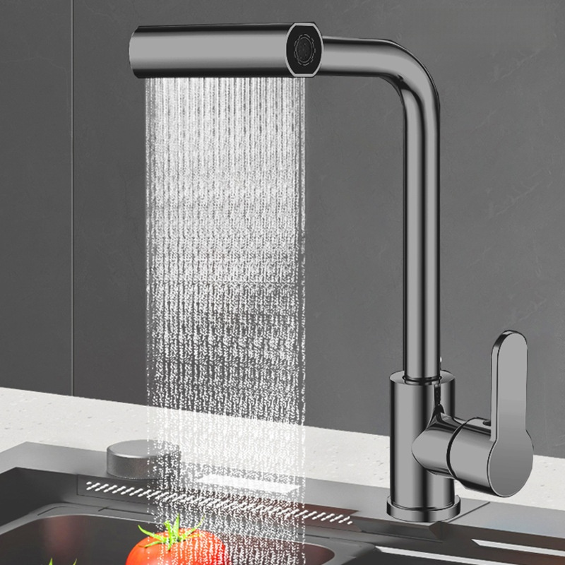 Dual-Function Rotatable Pull-Out Faucet for Hot and Cold Water