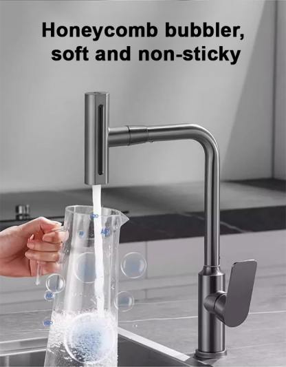 Dual-Function Rotatable Pull-Out Faucet for Hot and Cold Water