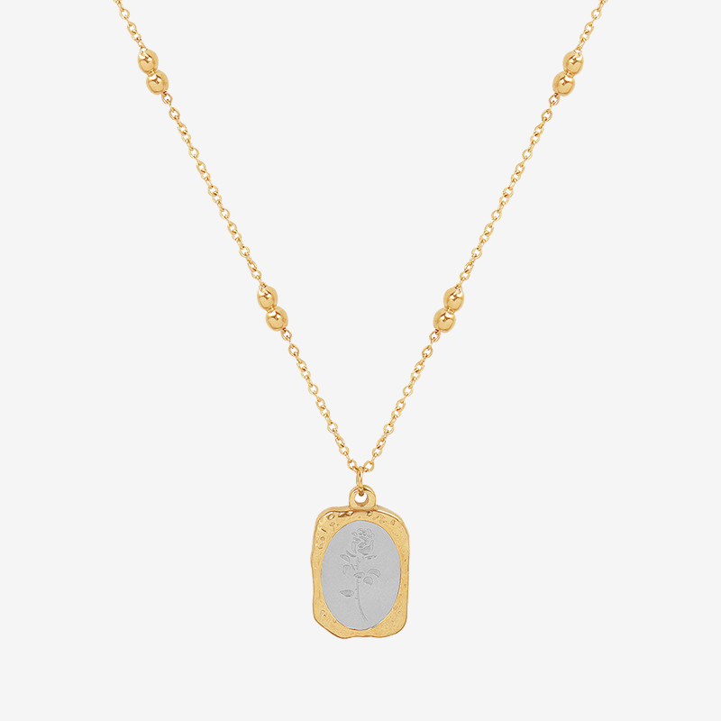 Rose Pattern Magic Mirror Pendant Necklace-Sor9ry