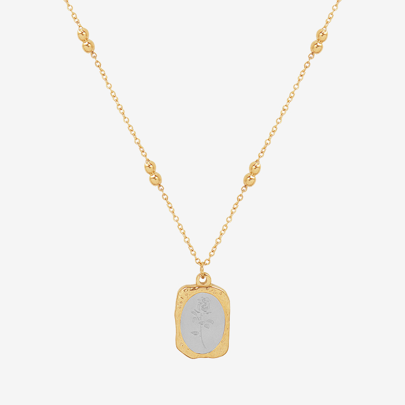 Rose Pattern Magic Mirror Pendant Necklace-Sor9ry