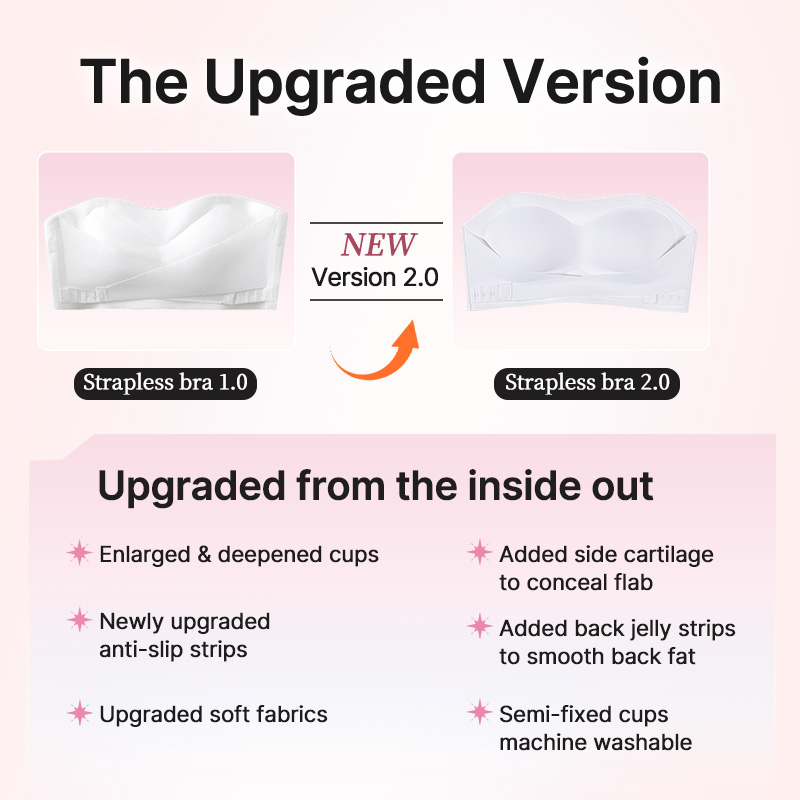 Anti-slip Strapless Bra - 24 Hours Comfortable Strong Stability & No Tightness Feeling With Reinforced Back Strap VEIMIA