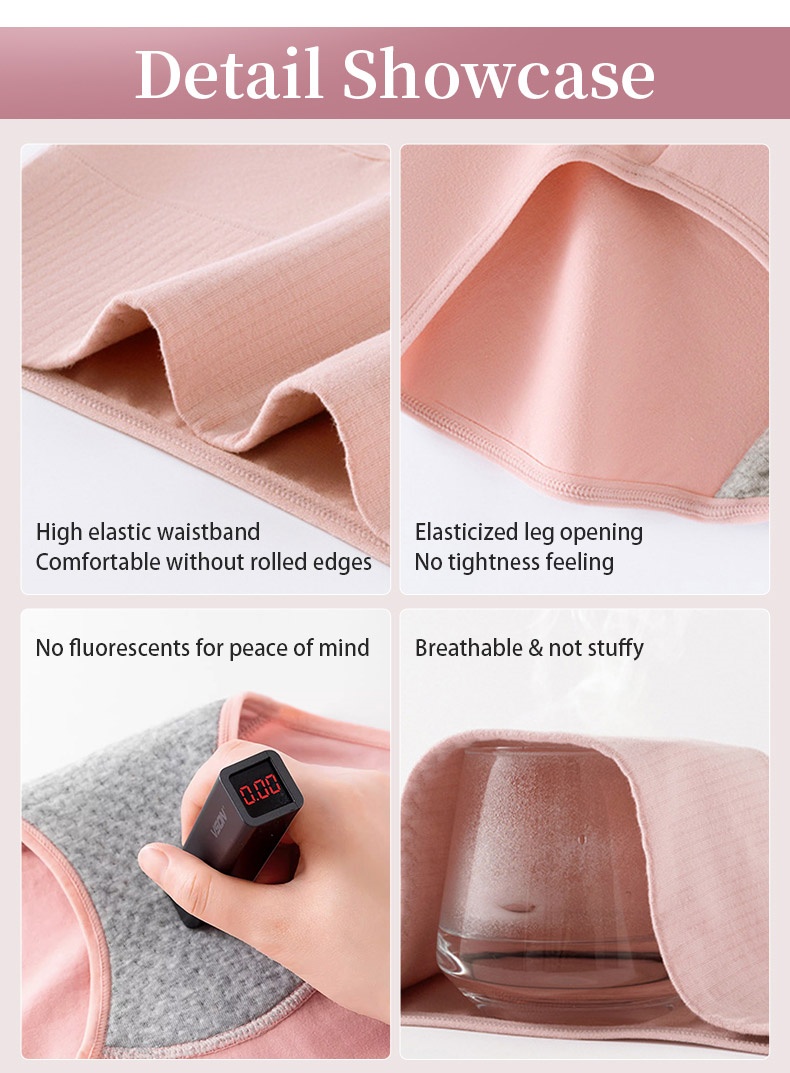 3-5 Pack Secure Period Panties All-day Leak-proof Designs, Airy 95% Cotton & Full Coverage VEIMIA