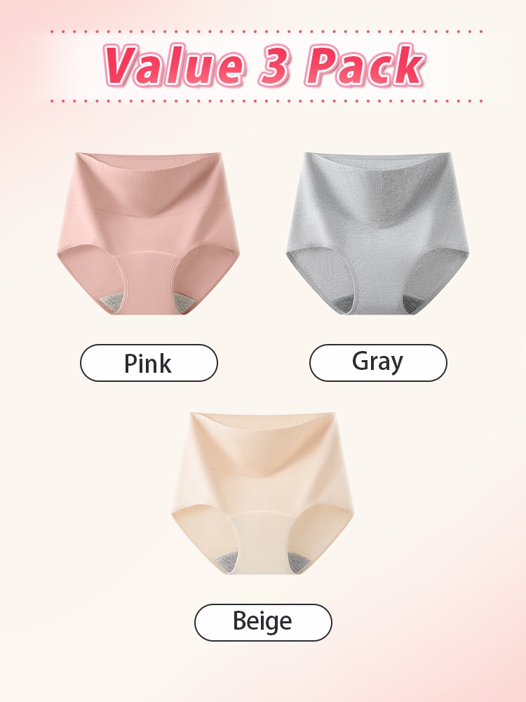 3-5 Bundles Secure Period Panty All-day Leak-proof Design, Airy 95% Cotton & Full Coverage VEIMIA