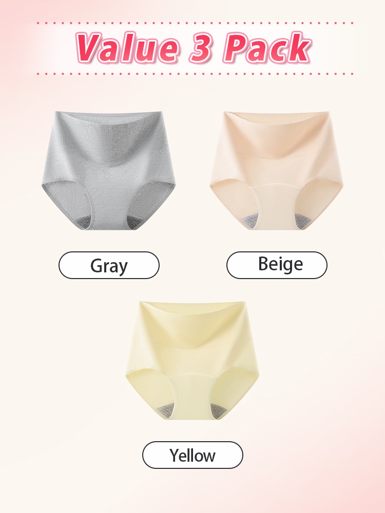 3-5 Pack Secure Menstrual Panty All-day Leak-proof Style, Airy 95% Cottons & Full Fit VEIMIA