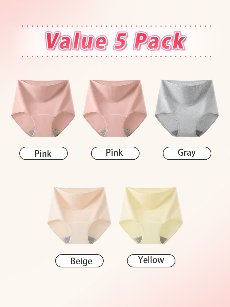 3-5 Sets Secure Period Panties All-day Leak-proof Design, Airy 95% Cottons & Full Coverage VEIMIA