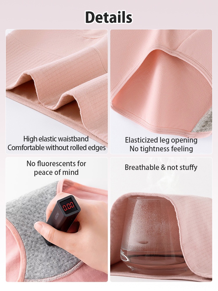 3-5 Sets Secure Cycle Panties All-day Leak-proof Cut, Airy 95% Cotton & Full Hold VEIMIA