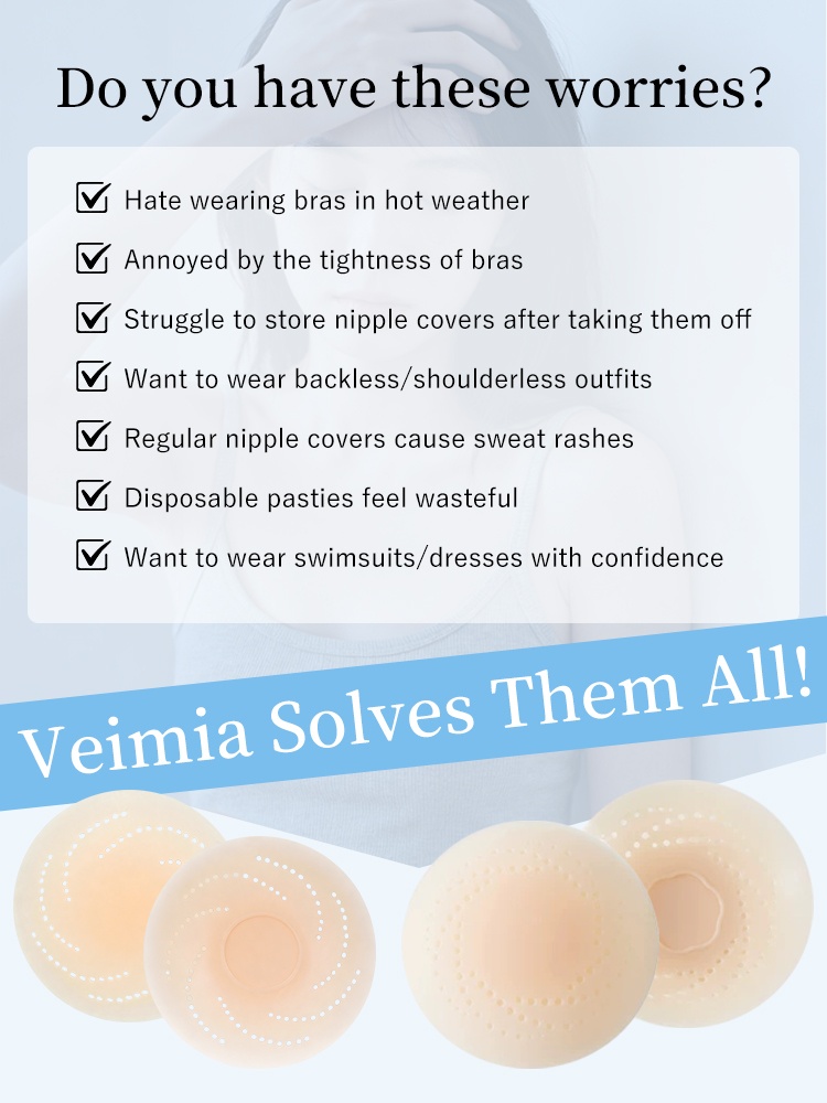Breathable Nipple Cover Strong Holds Adhesives With Glue-free Center Pain-free Removal Designs VEIMIA