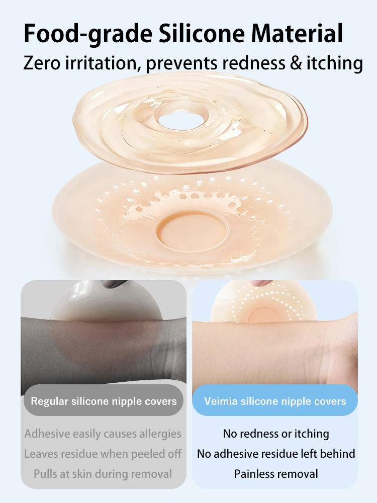 Breathable Nipple Covers Strong Hold Adhesive With Glue-free Centers Pain-free Removal Design VEIMIA