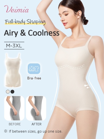 Cooling Bodysuits Tummy Control & Butt Lifts Sculpting Fit, Seamless For Everyday Wear VEIMIA