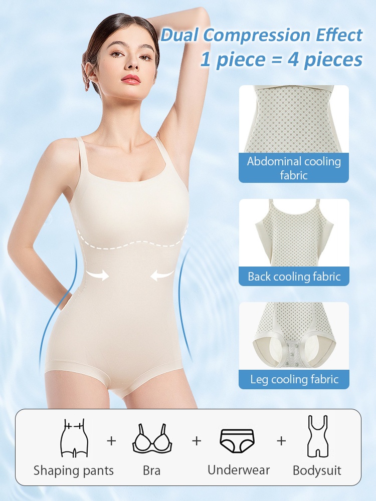 Cooling Bodysuit Waists Control & Butt Lift Sculpting Fit, Seamless For Everyday Wear VEIMIA