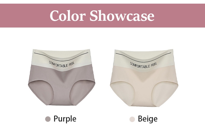 Color showcase of seamless panties in purple and beige VEIMIA
