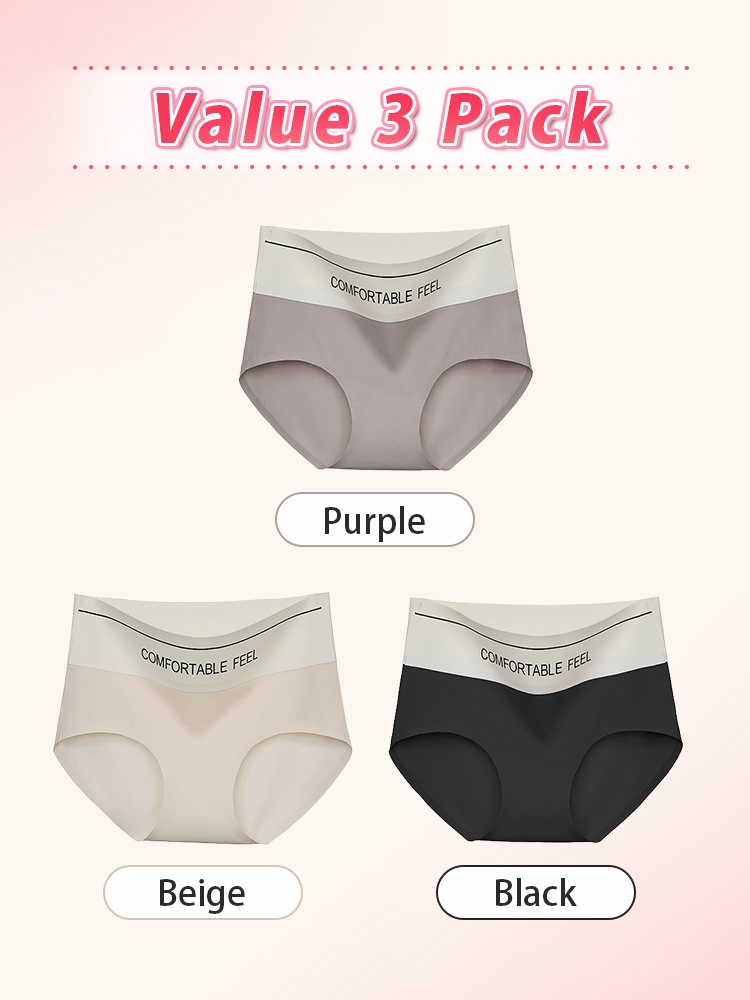 Value 3 pack seamless panties in purple beige and black VEIMIA