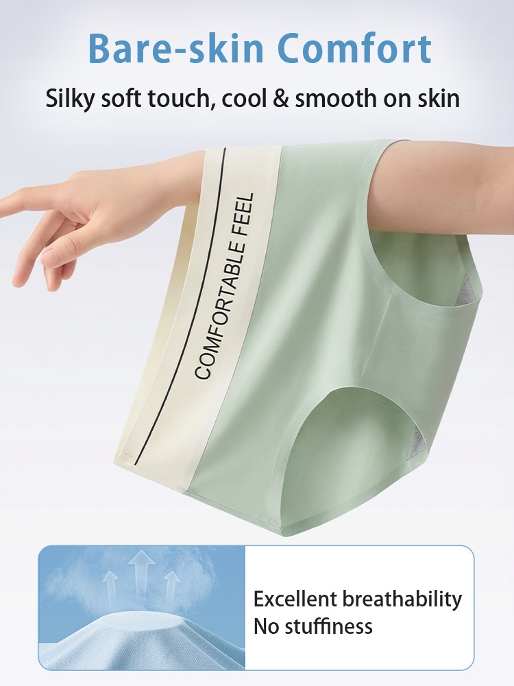 Mint green seamless panties stretched by hand to show breathable silky soft fabric VEIMIA