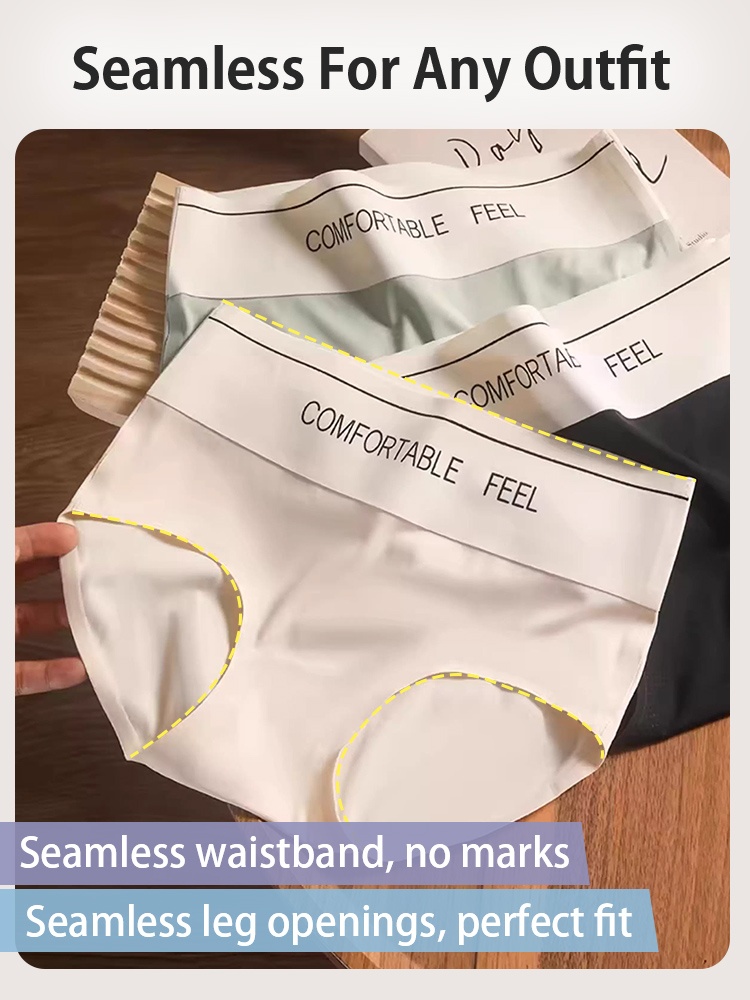 Flat lay of seamless cooling panties in beige mint green and black VEIMIA