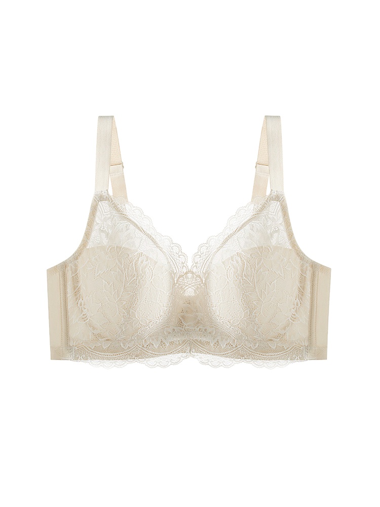 Firm-support Anti-sagging Bra With Soft Wire, Minimizing Fit & Elegant Lace Detail VEIMIA