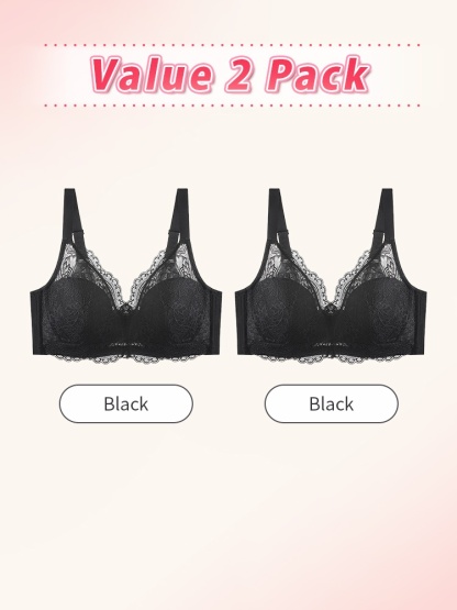 Firm-support Anti-sagging Bras With Soft Frame, Minimizing Shape & Elegant Lace Detail VEIMIA