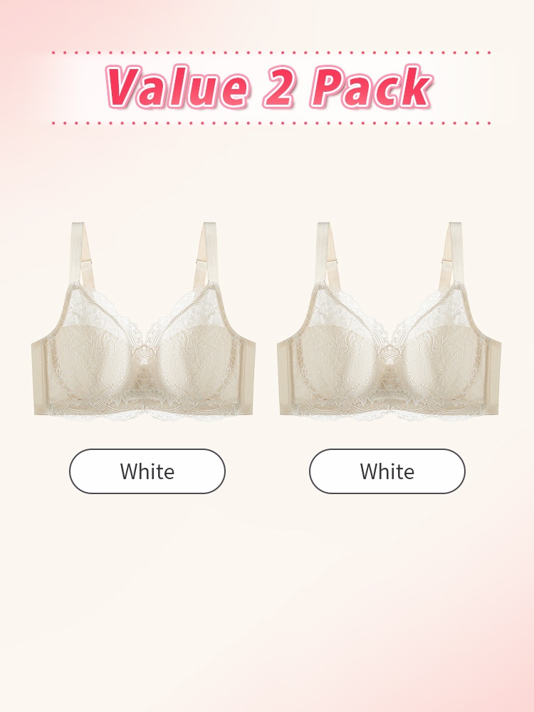 Firm-support Anti-sagging Bra With Soft Wire, Minimizing Fit & Elegant Lace Accents VEIMIA