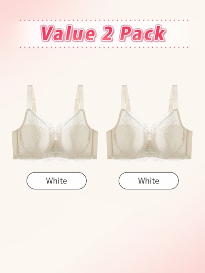 Firm-support Anti-sagging Bra With Soft Wire, Minimizing Fit & Elegant Lace Accents VEIMIA