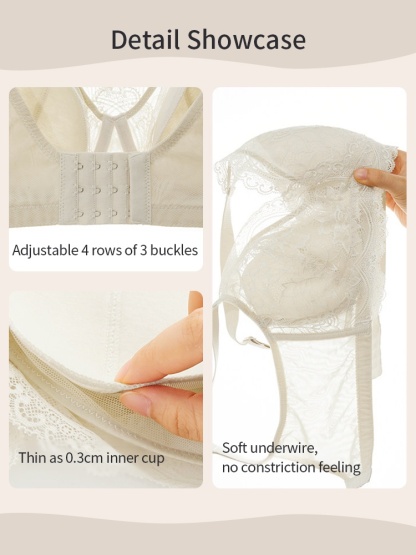 Firm-support Anti-sagging Bra With Soft Wire, Minimizing Hold & Elegant Lace Trim VEIMIA