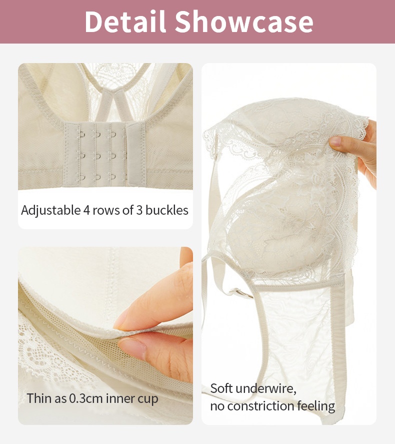 Firm-support Anti-sagging Bra With Soft Wires, Minimizing Fit & Elegant Lace Trims VEIMIA