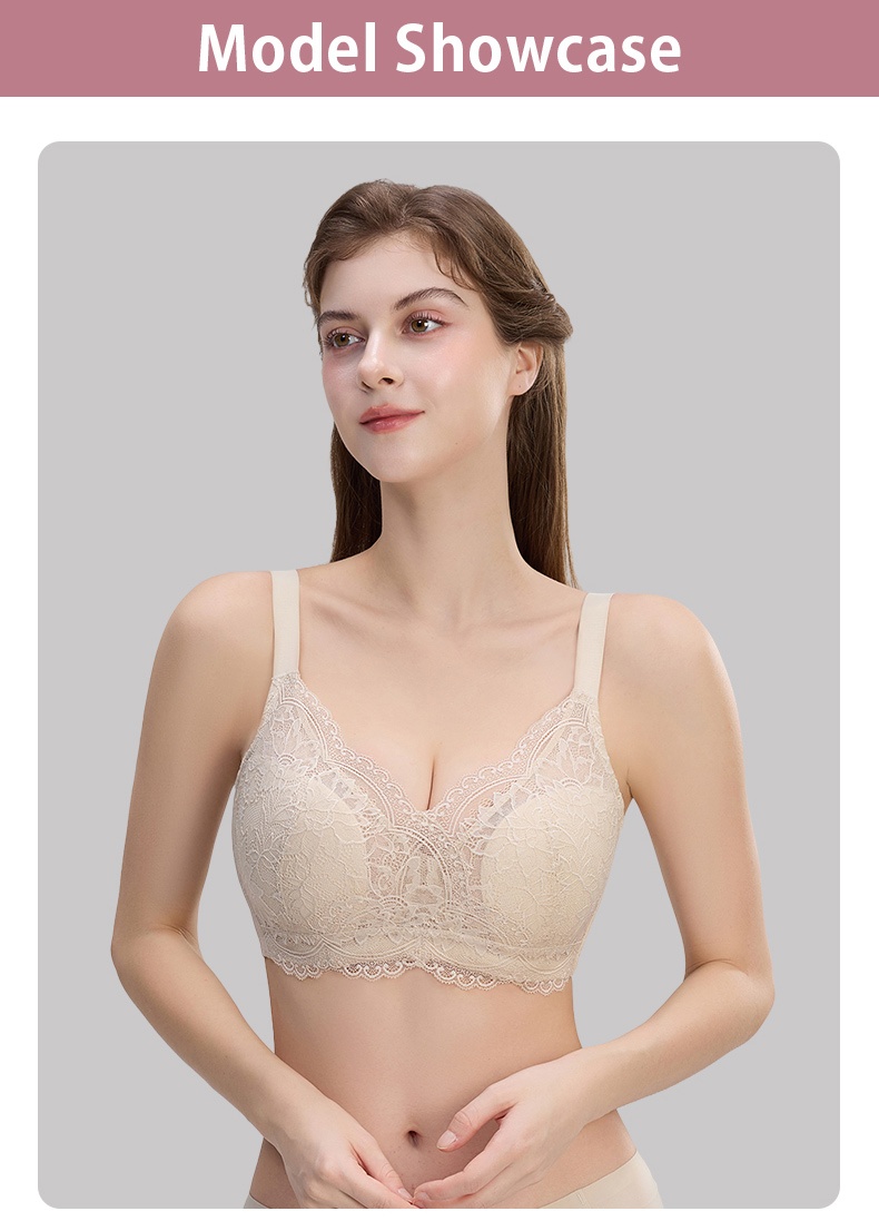 Firm-support Anti-sagging Bra With Soft Wires, Minimizing Fits & Elegant Lace Trims VEIMIA