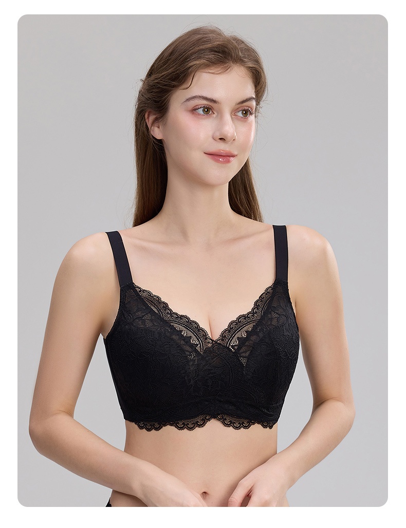 Firm-support Anti-sagging Bras With Soft Wire, Minimizing Fits & Elegant Lace Trim VEIMIA