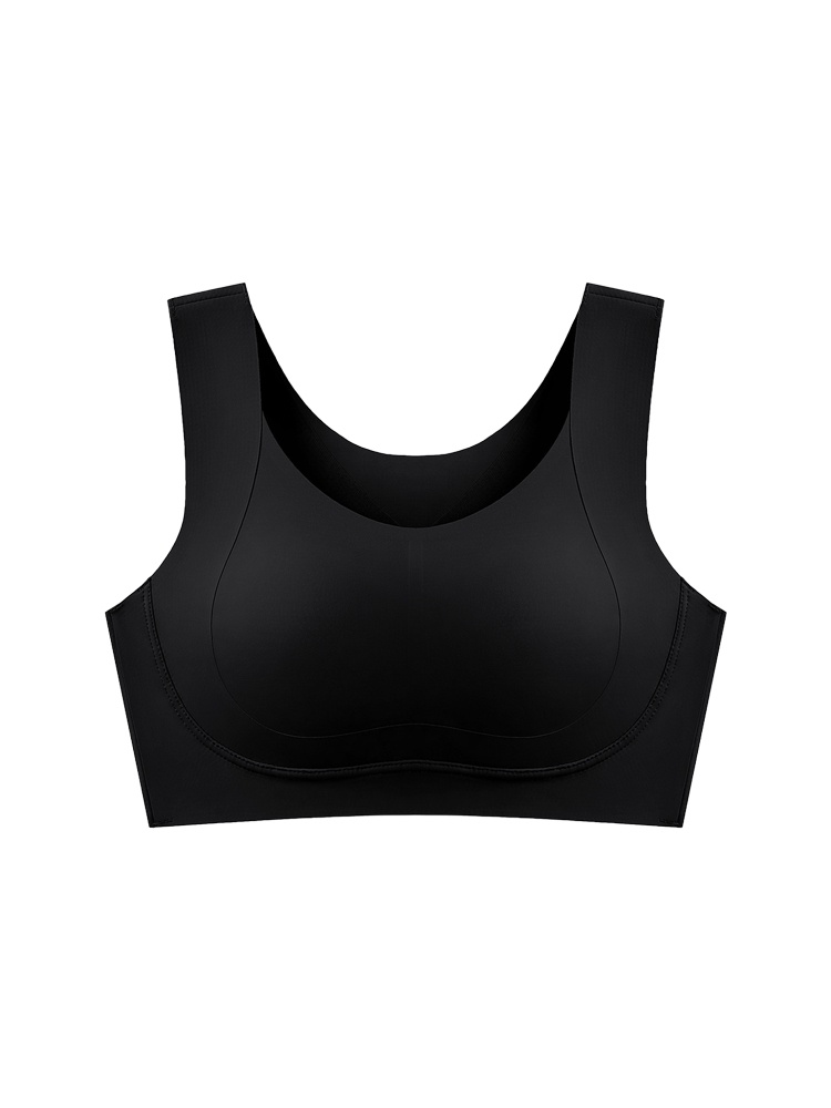 Front product image of the black invisible seamless minimizing bra, VEIMIA