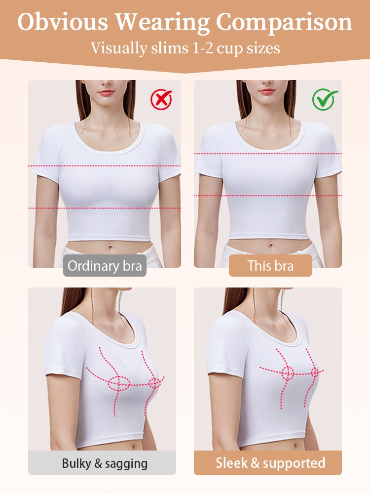 Comparison showing a sleeker, more supported silhouette under a fitted white top, VEIMIA
