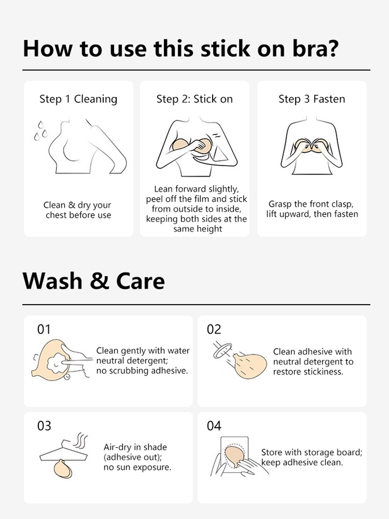 Invisible Stick On Bra Sweatproof Hold, Second-skin Feel, Silicone & Push-up Lifts VEIMIA