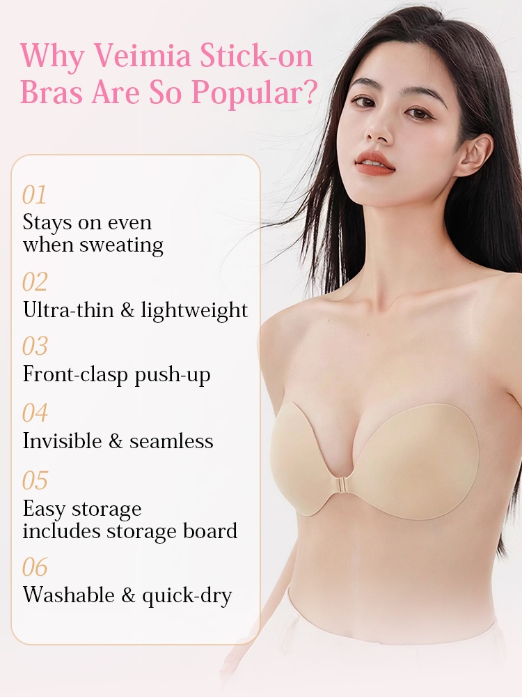 Invisible Stick On Bras Sweatproof Holds, Second-skin Feel, Silicone & Push-up Lifts VEIMIA