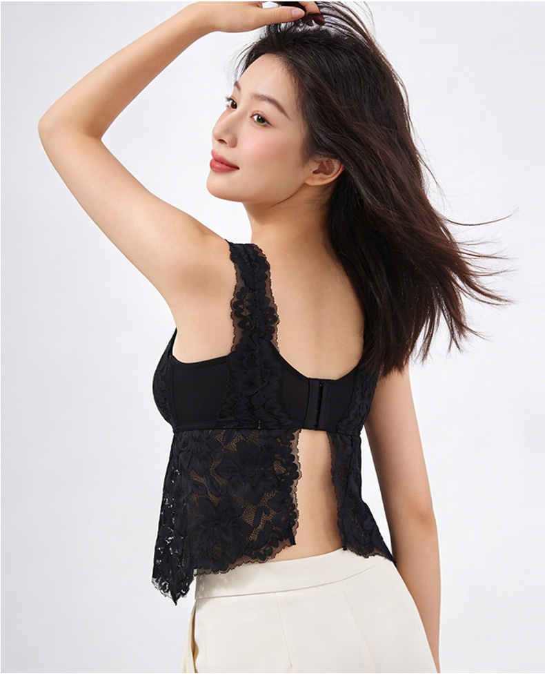 Laces Tank Tops With Tummy Coverage Flattering Fits, Airy & Cozy Bralette For Daily Wear VEIMIA