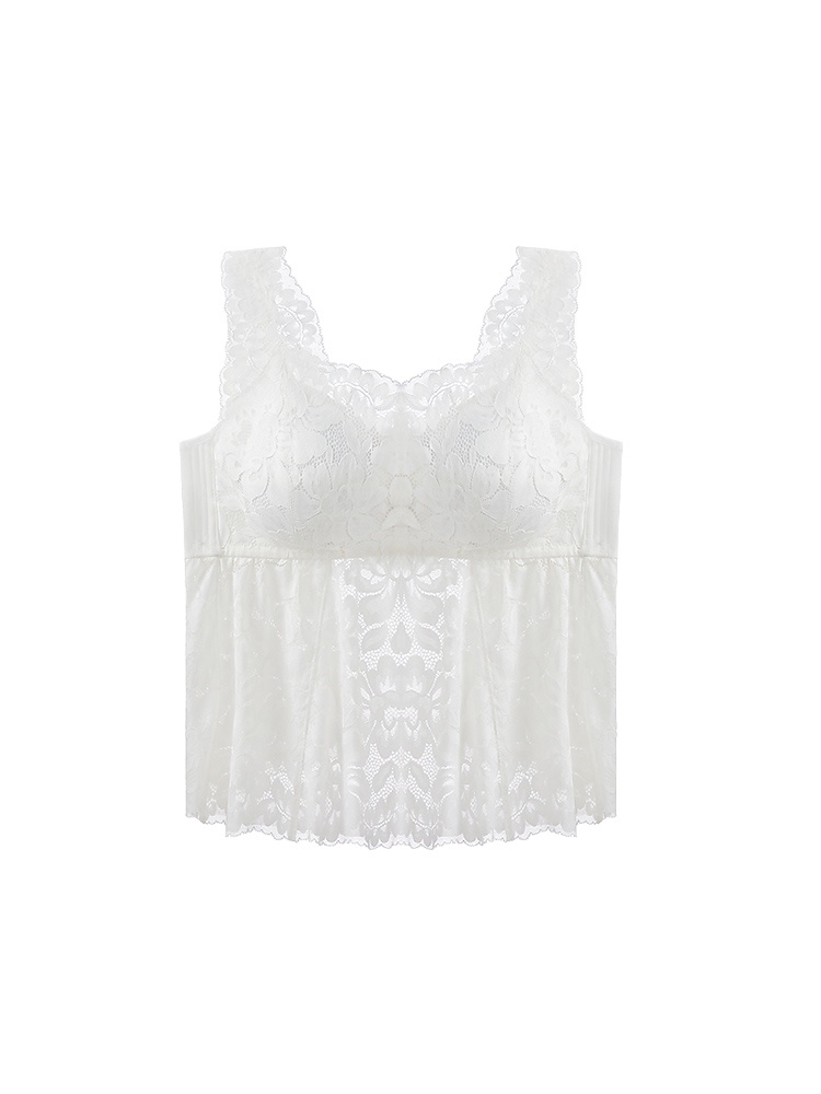 Lace Tank Top With Tummy Coverage Flattering Fit, Breathable & Cozy Bralette For Daily Wear VEIMIA