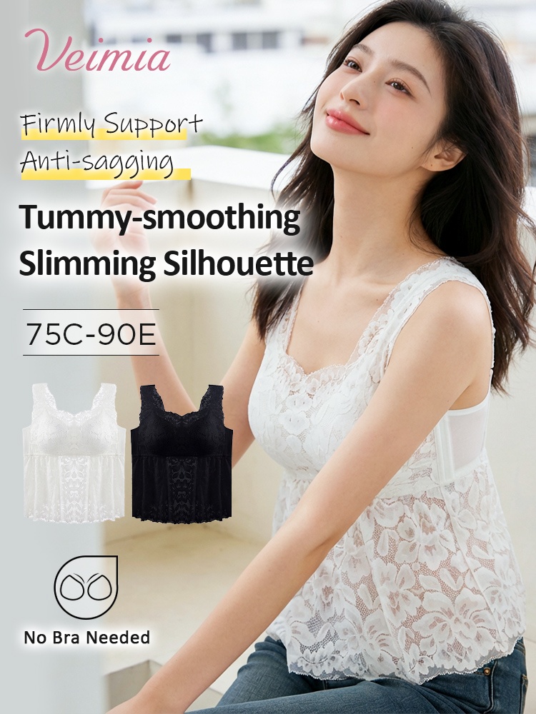 Laces Tank Tops With Tummy Coverage Flattering Fits, Airy & Cozy Bralettes For Daily Wear VEIMIA