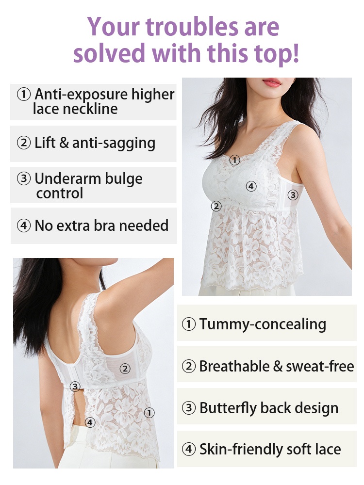 Lace Top With Tummy Coverage Flattering Fit, Airy & Cozy Bralette For Daily Wear VEIMIA