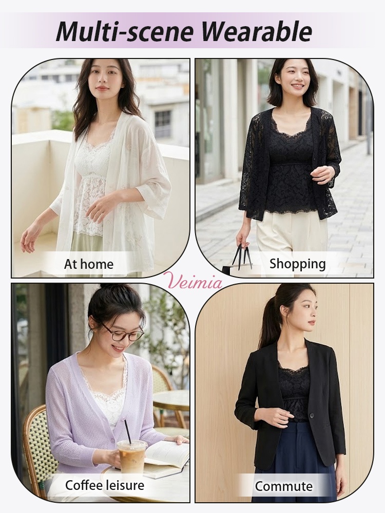 Lace Tank Top With Stomachs Coverage Flattering Fit, Airy & Cozy Bralette For Daily Wear VEIMIA