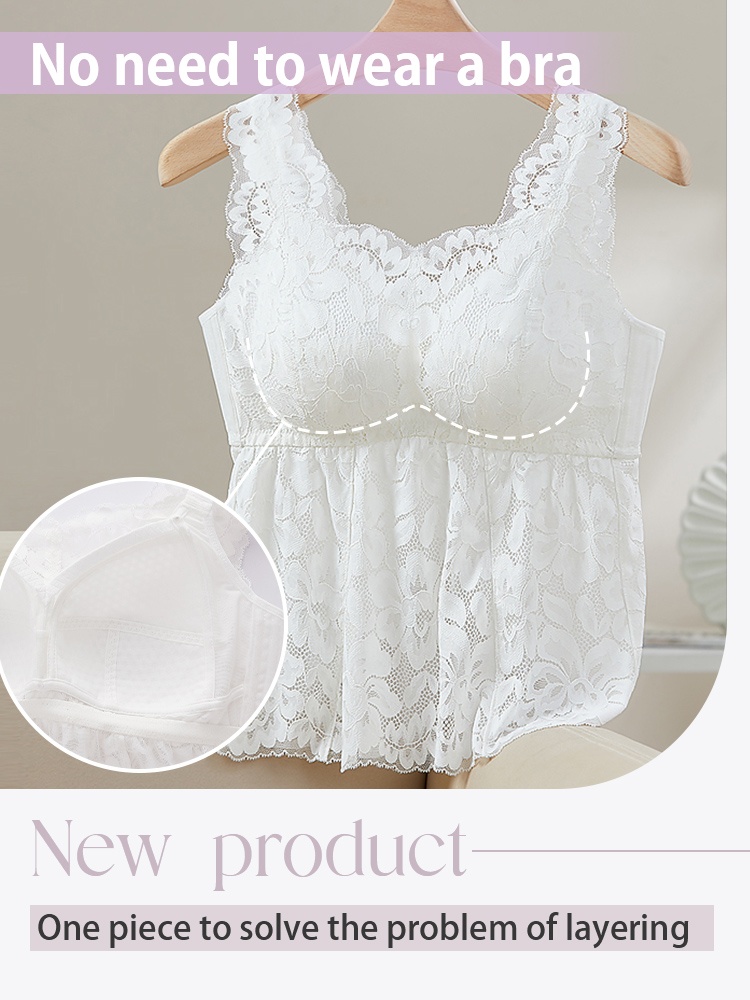 Lace Tank Top With Tummy Holds Flattering Fit, Airy & Cozy Bralette For Daily Wear VEIMIA