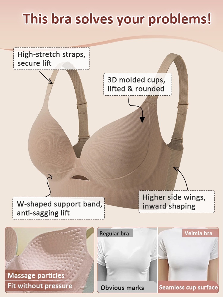 Lifted Anti-sagging Bra With Rounded Bust Forms, Pressure-free & Seamless For Daily Support VEIMIA