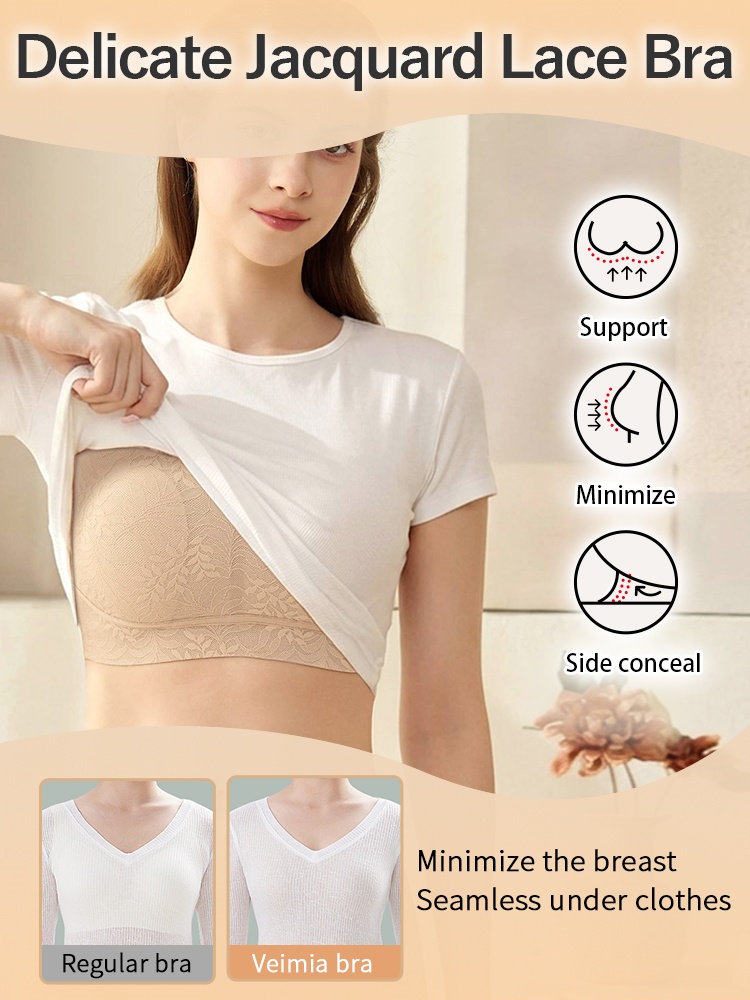 Refined Minimizer Bra Invisible Seamless Feel, Sculpted Lift & Complete Chest Wrap VEIMIA